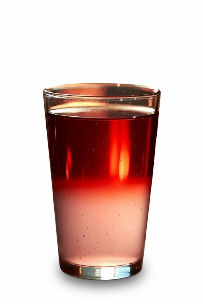 Infusión de flores rojas que cambian de color al sorber.